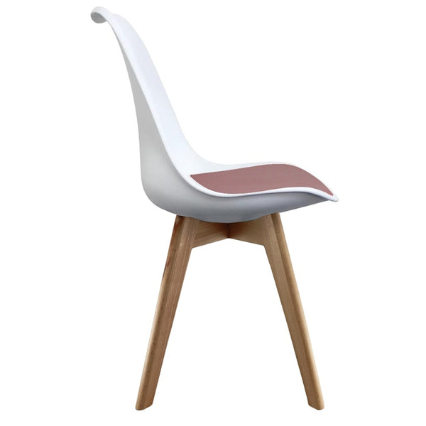 Soho White and Blush Pink Dining Chair with Squared Light Wood Legs