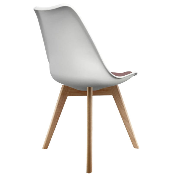 Soho White and Blush Pink Dining Chair with Squared Light Wood Legs