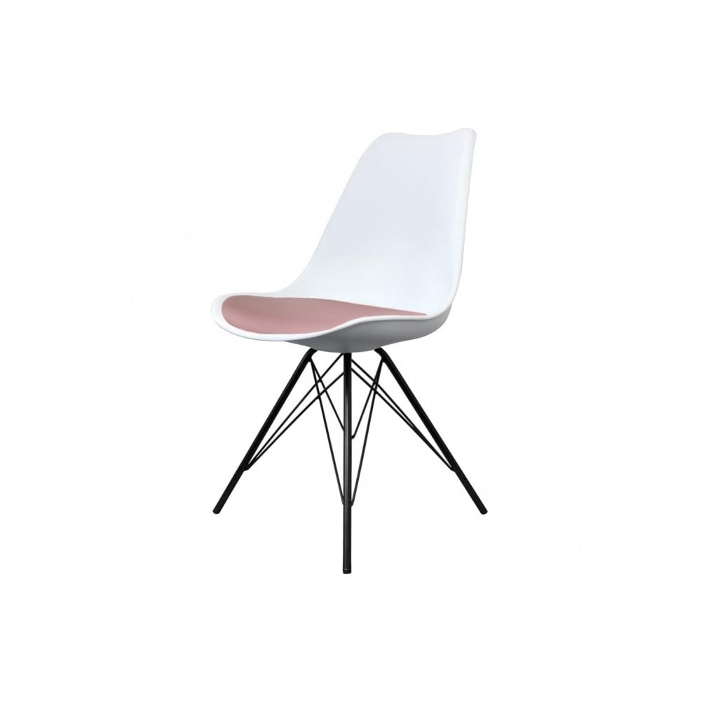 Soho White and Blush Pink Dining Chair with Black Metal Legs