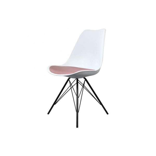 Soho White and Blush Pink Dining Chair with Black Metal Legs