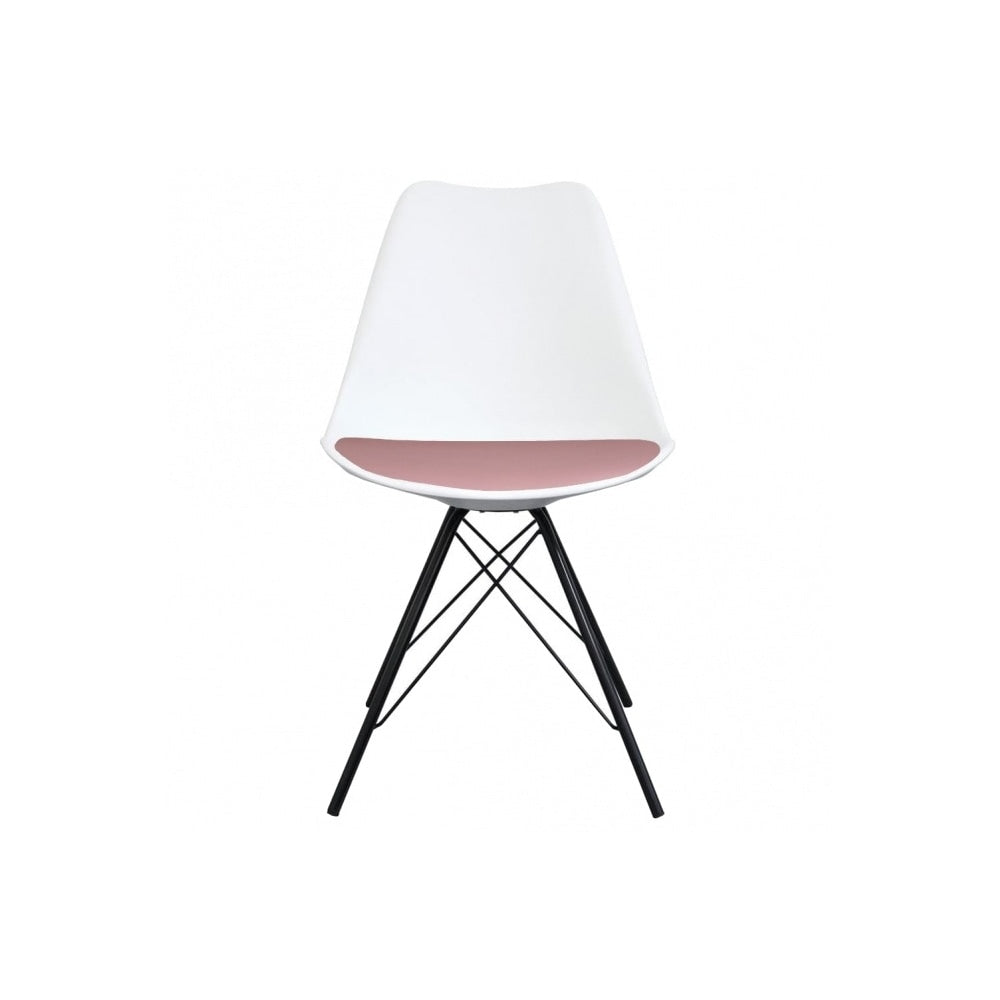 Soho White and Blush Pink Dining Chair with Black Metal Legs