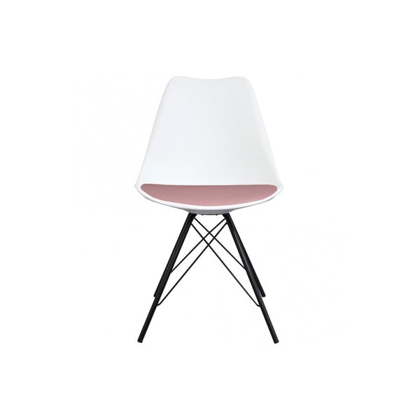 Soho White and Blush Pink Dining Chair with Black Metal Legs