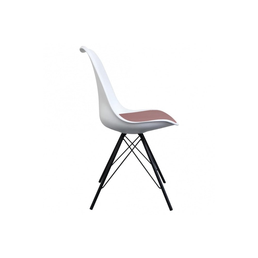 Soho White and Blush Pink Dining Chair with Black Metal Legs