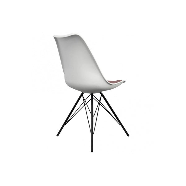 Soho White and Blush Pink Dining Chair with Black Metal Legs