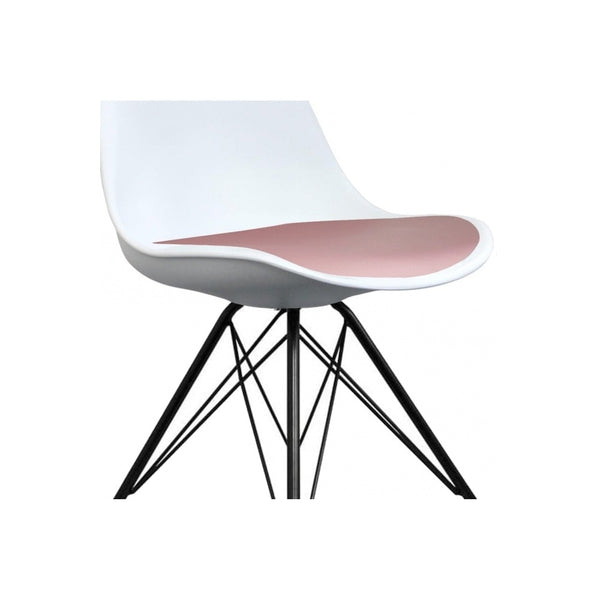 Soho White and Blush Pink Dining Chair with Black Metal Legs