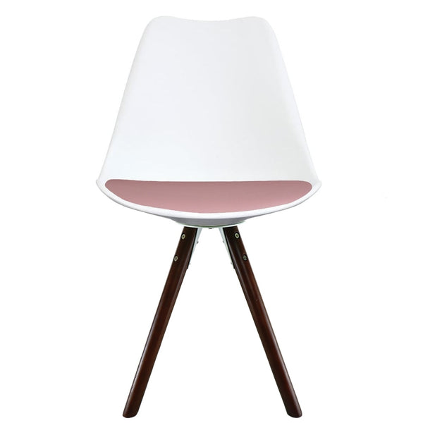 Soho White and Blush Pink Dining Chair with Pyramid Dark Wood Legs