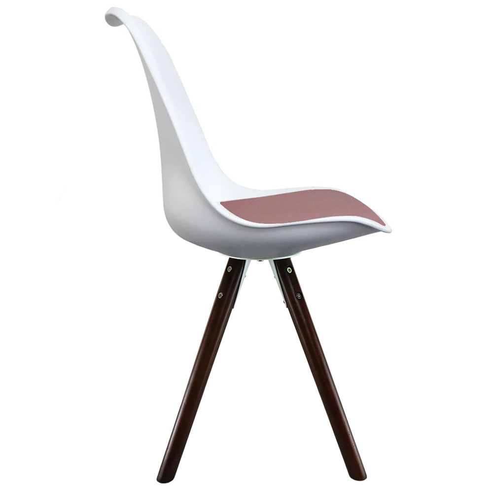 Soho White and Blush Pink Dining Chair with Pyramid Dark Wood Legs