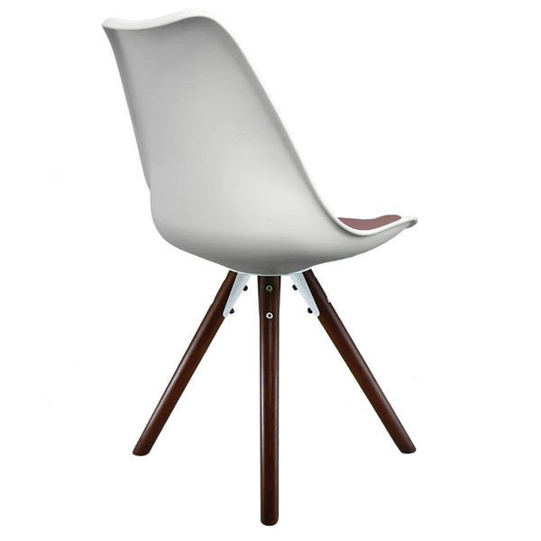 Soho White and Blush Pink Dining Chair with Pyramid Dark Wood Legs