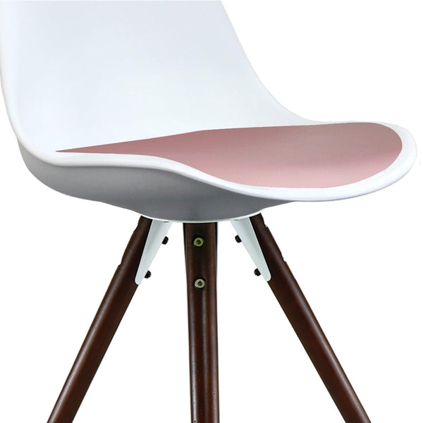 Soho White and Blush Pink Dining Chair with Pyramid Dark Wood Legs