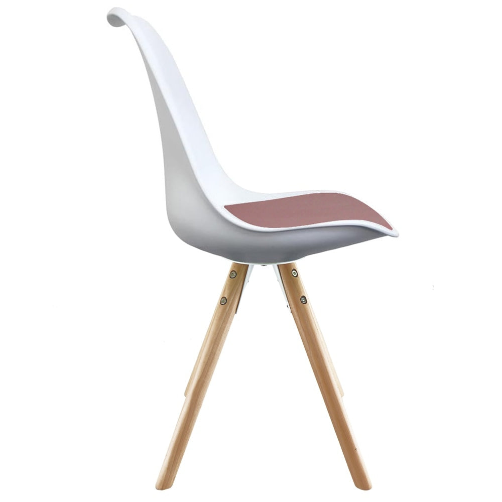 Soho White and Blush Pink Dining Chair with Pyramid Light Wood Legs