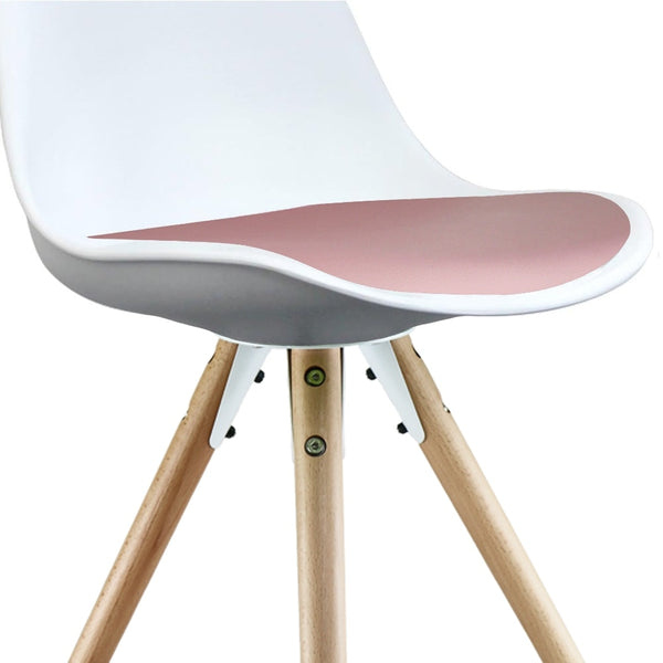 Soho White and Blush Pink Dining Chair with Pyramid Light Wood Legs