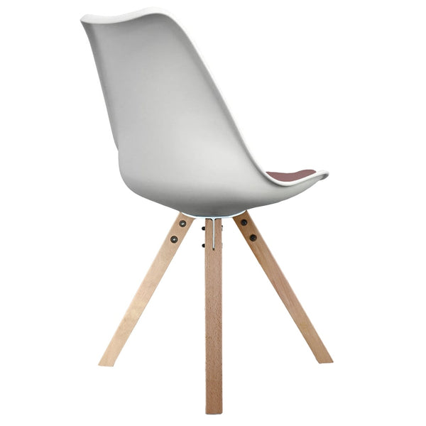 Soho White and Blush Pink Dining Chair with Square Pyramid Light Wood Legs