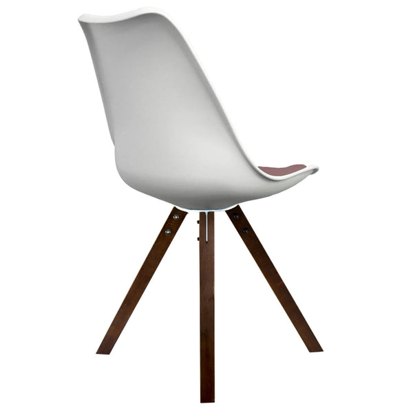 Soho White and Blush Pink Dining Chair with Square Pyramid Dark Wood Legs