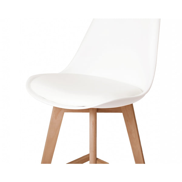Soho White Plastic Bar Stool with Light Wood Legs