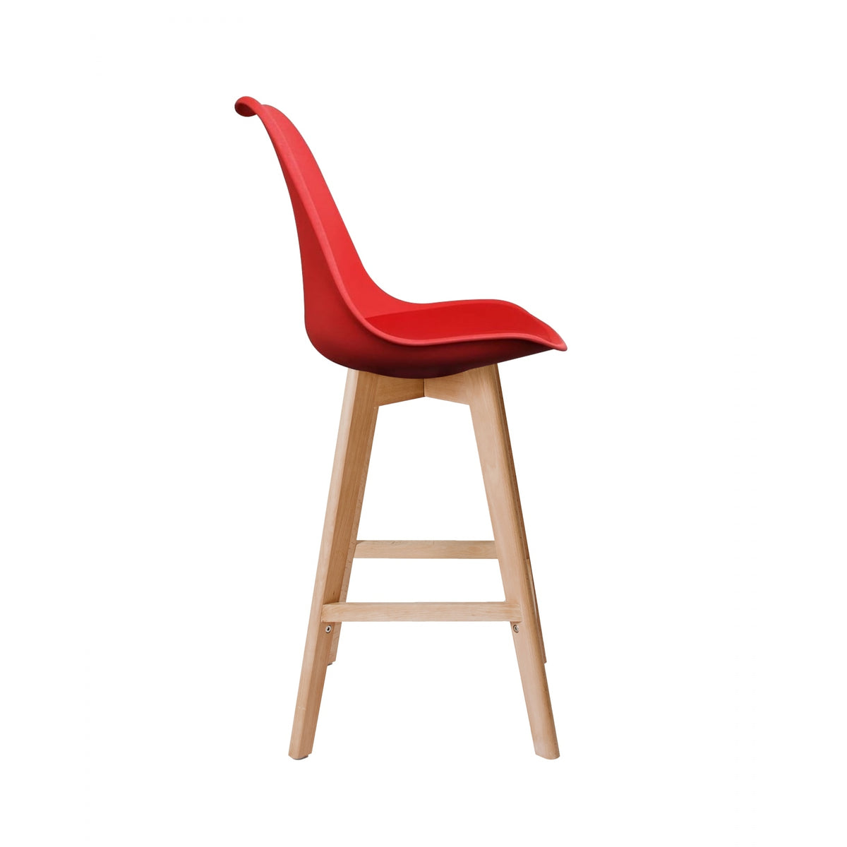 Soho Red Plastic Bar Stool with Light Wood Legs