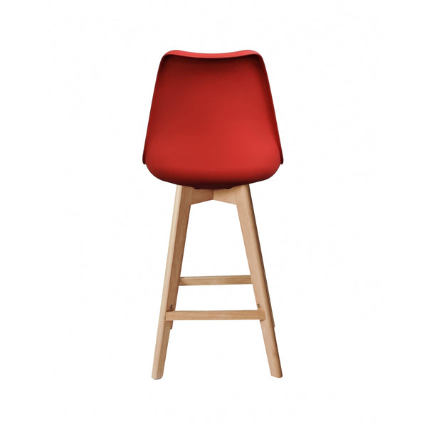 Soho Red Plastic Bar Stool with Light Wood Legs