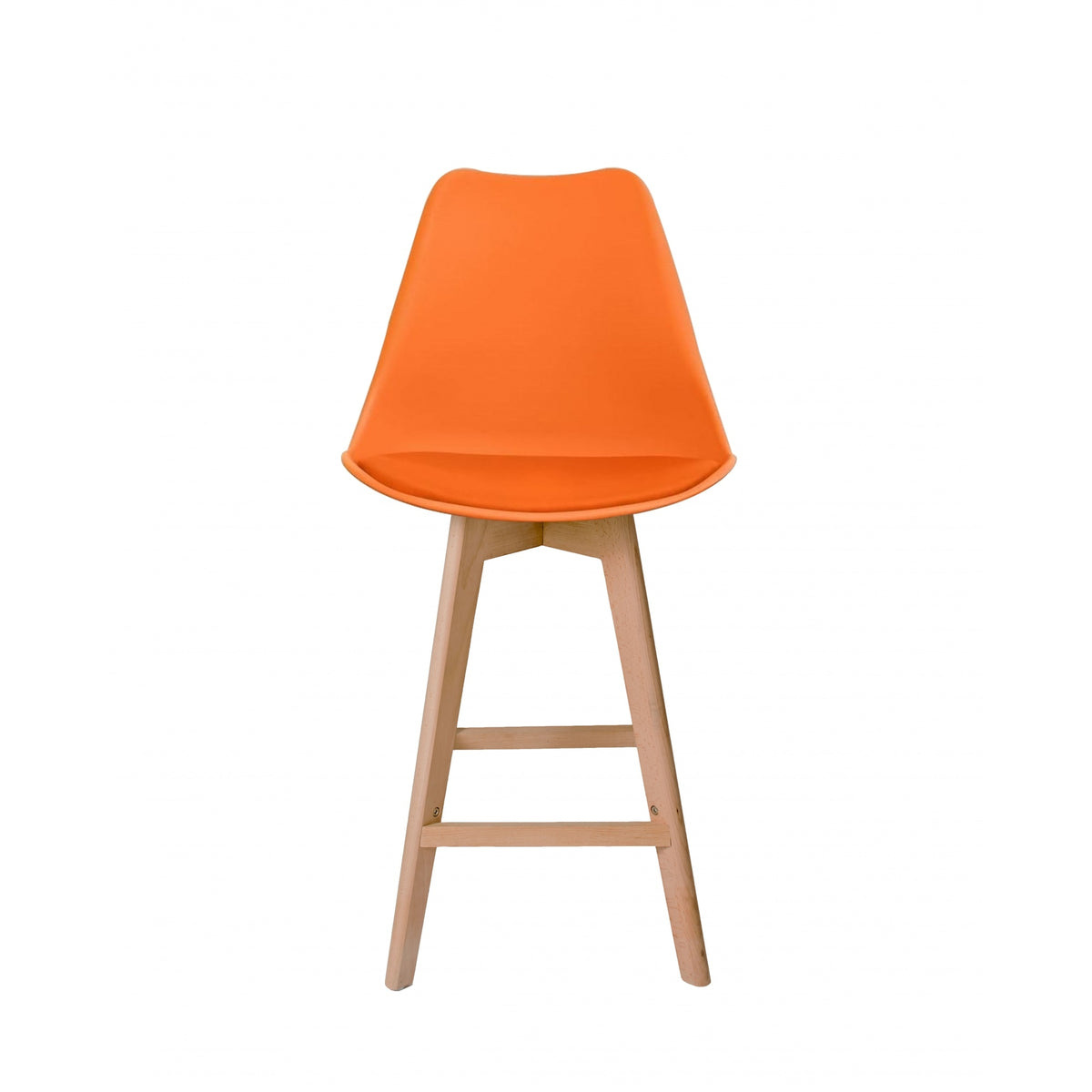 Soho Orange Plastic Bar Stool with Light Wood Legs
