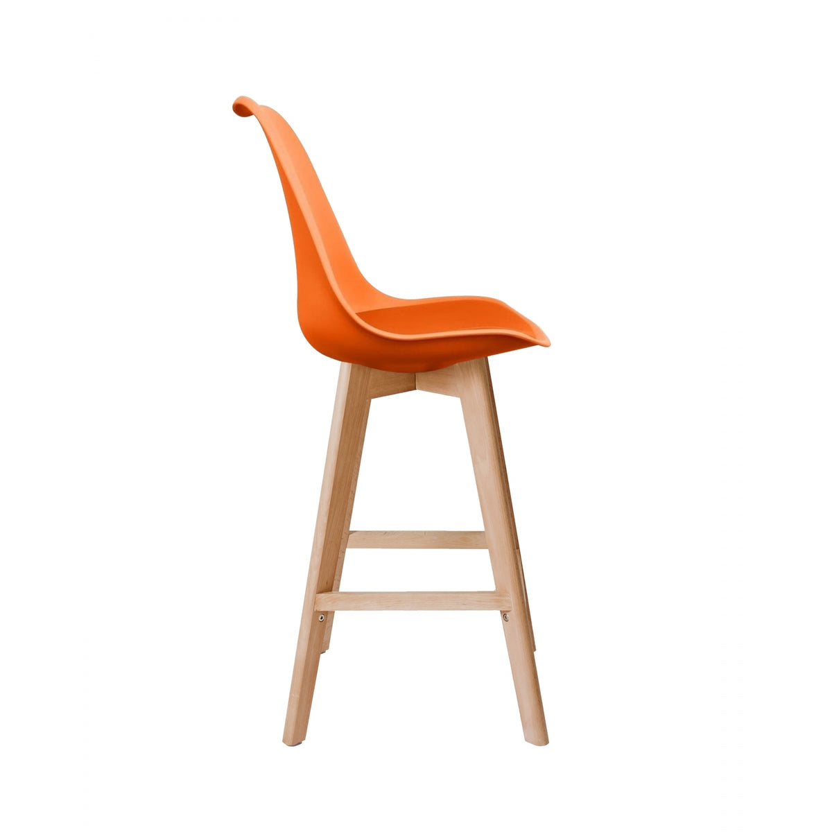 Soho Orange Plastic Bar Stool with Light Wood Legs