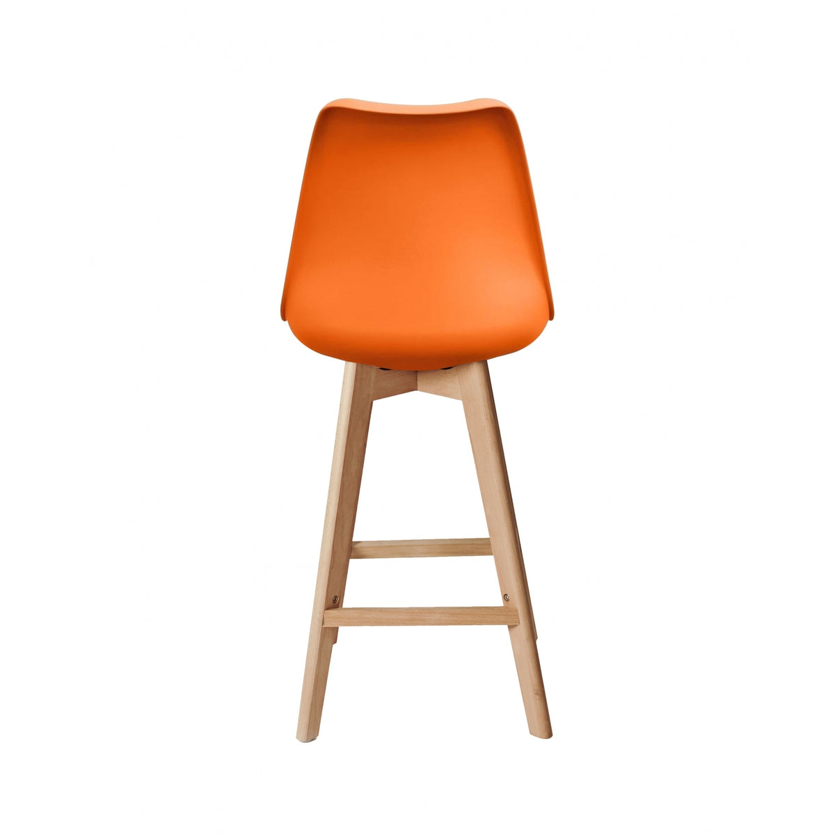 Soho Orange Plastic Bar Stool with Light Wood Legs
