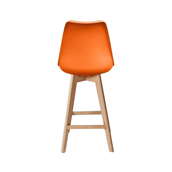 Soho Orange Plastic Bar Stool with Light Wood Legs