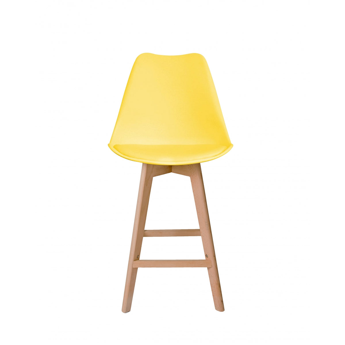 Soho Yellow Plastic Bar Stool with Light Wood Legs