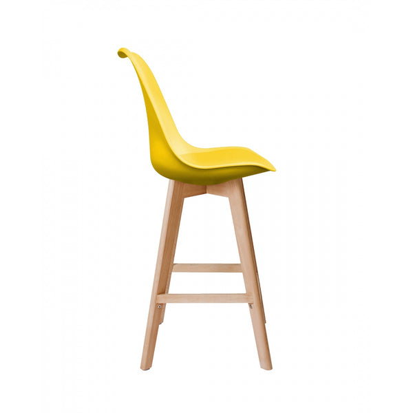 Soho Yellow Plastic Bar Stool with Light Wood Legs