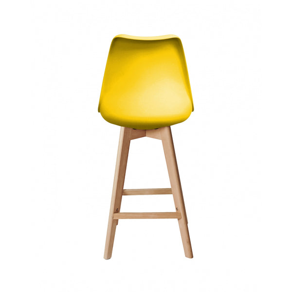 Soho Yellow Plastic Bar Stool with Light Wood Legs