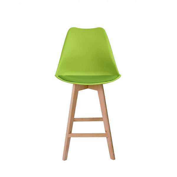 Soho Green Plastic Bar Stool with Light Wood Legs