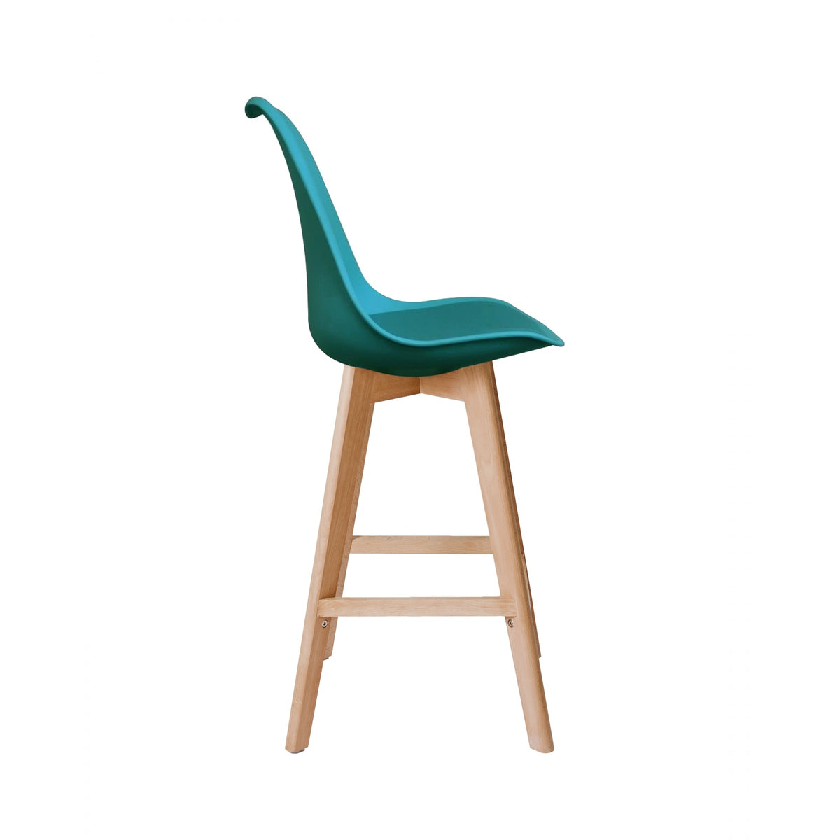 Soho Teal Plastic Bar Stool with Light Wood Legs
