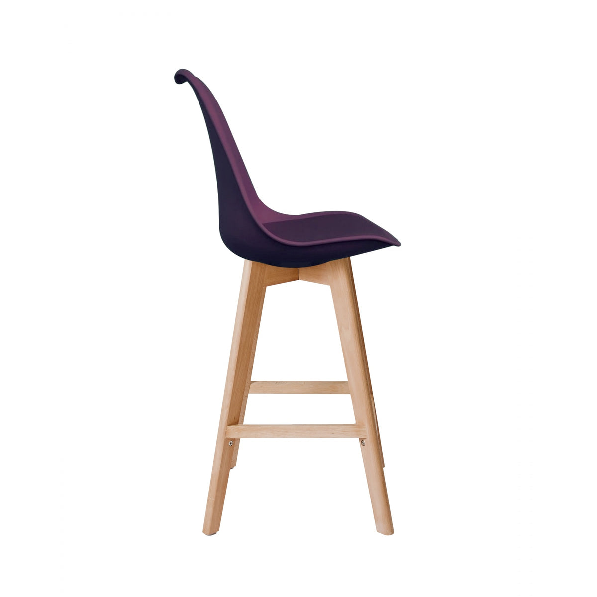 Soho Aubergine Plastic Bar Stool with Light Wood Legs