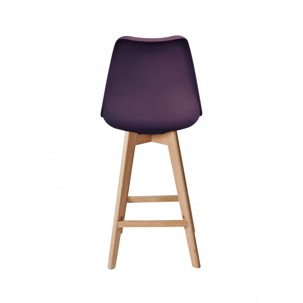 Soho Aubergine Plastic Bar Stool with Light Wood Legs