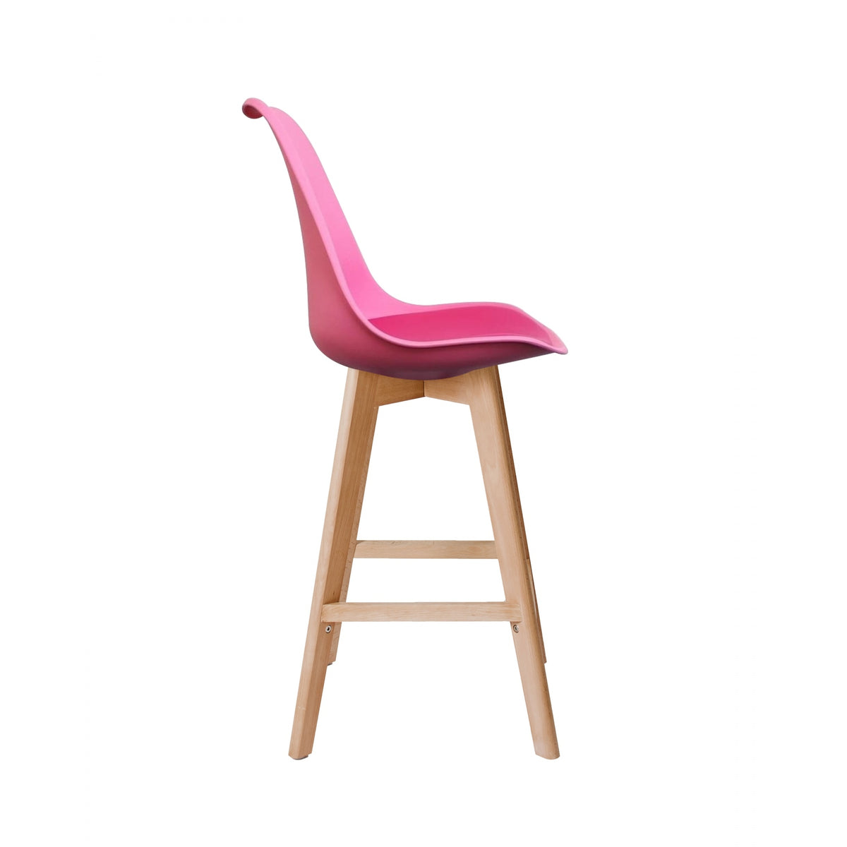Soho Bright Pink Plastic Bar Stool with Light Wood Legs