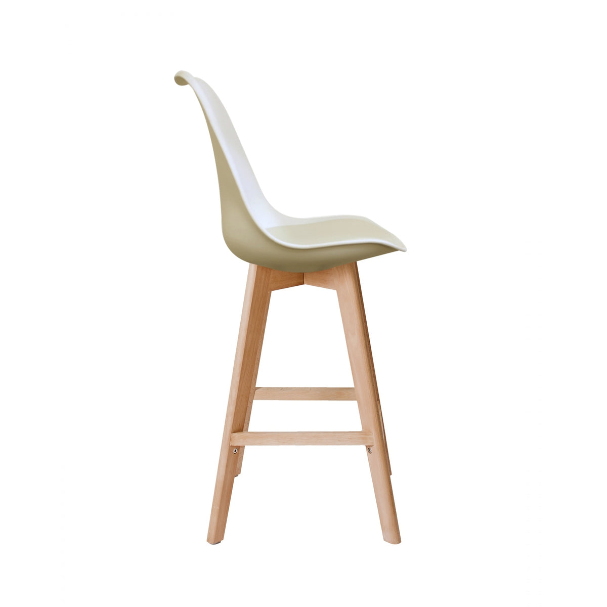Soho Vanilla Plastic Bar Stool with Light Wood Legs