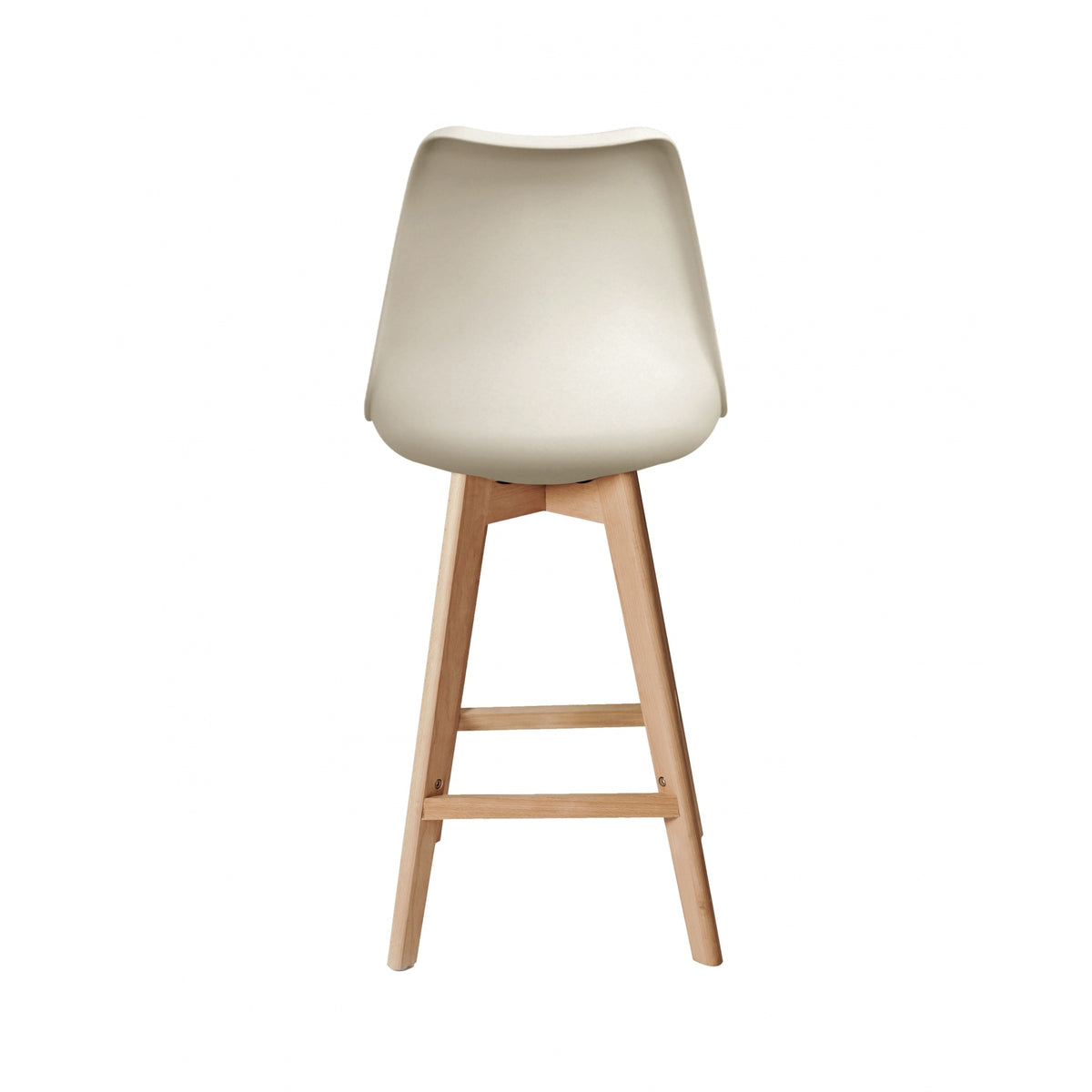 Soho Vanilla Plastic Bar Stool with Light Wood Legs