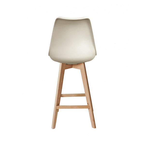 Soho Vanilla Plastic Bar Stool with Light Wood Legs