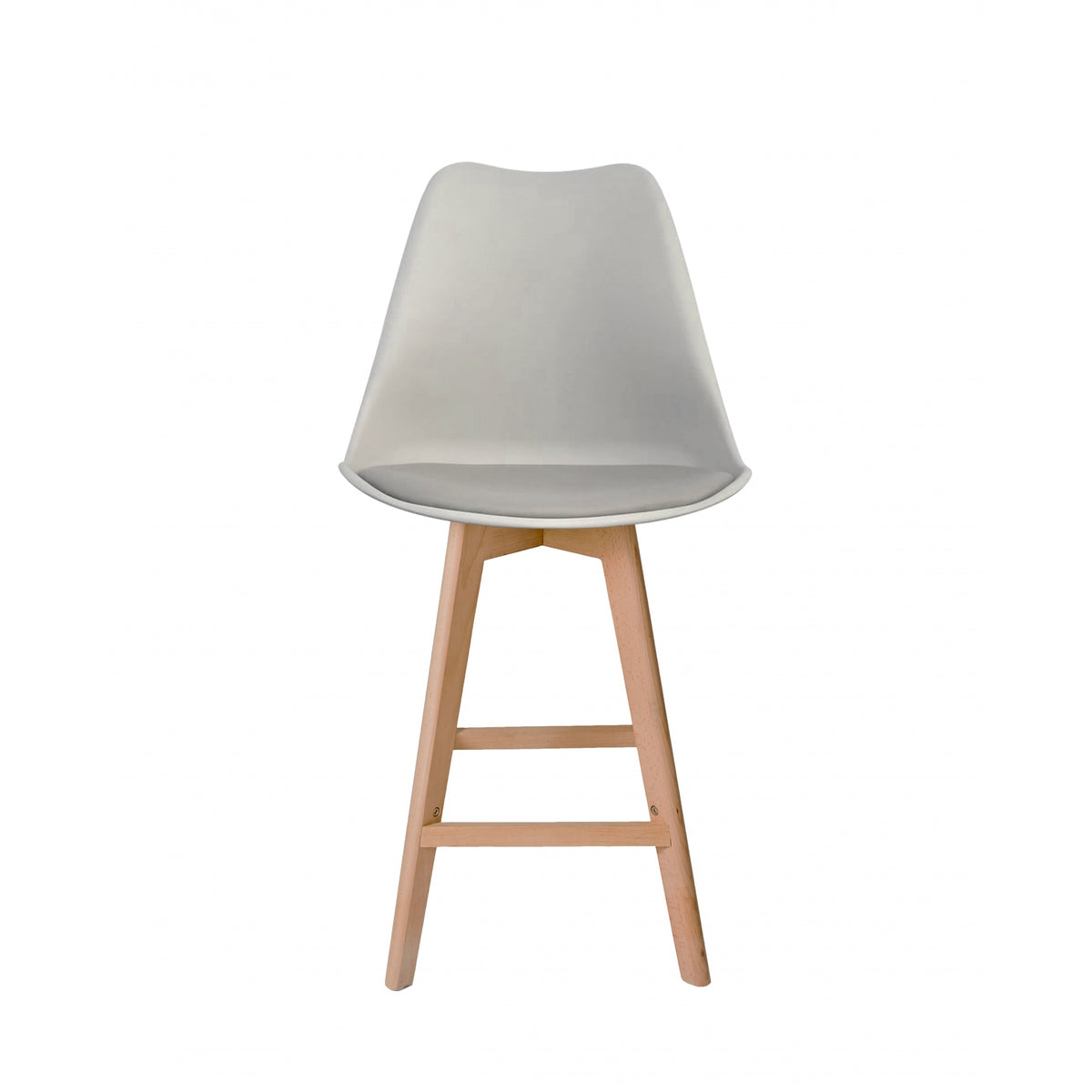 Soho Light Grey Plastic Bar Stool with Light Wood Legs