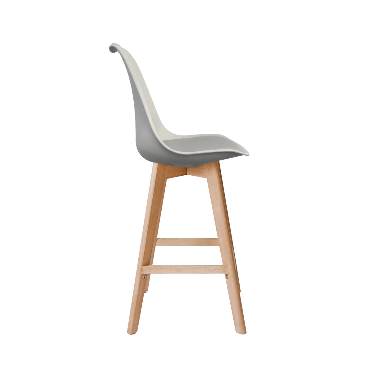 Soho Light Grey Plastic Bar Stool with Light Wood Legs
