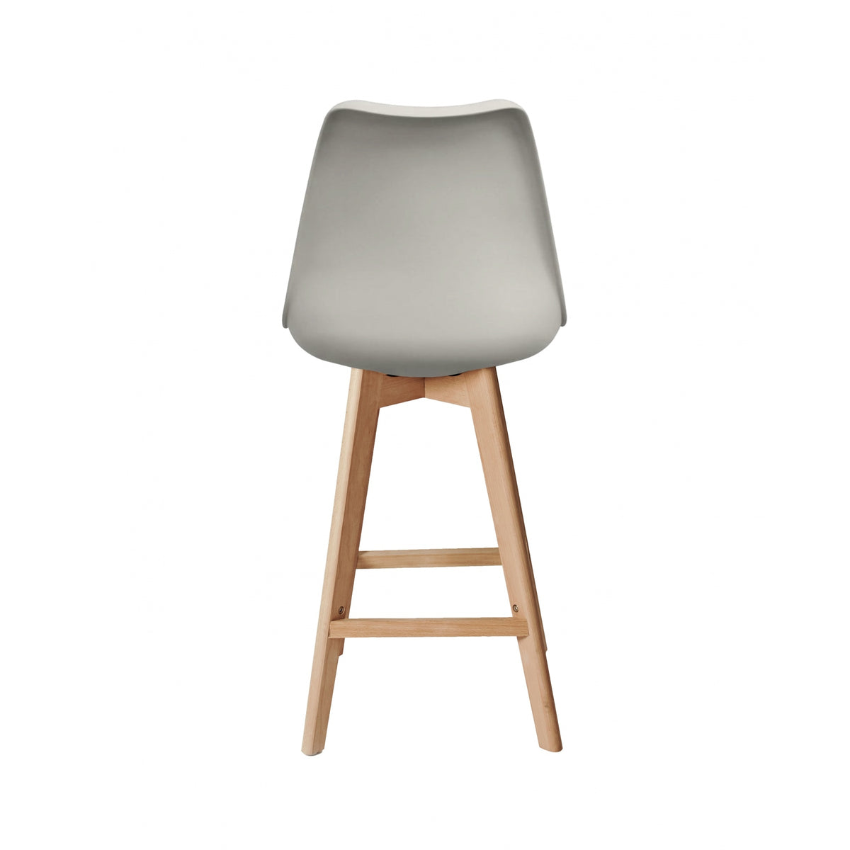Soho Light Grey Plastic Bar Stool with Light Wood Legs