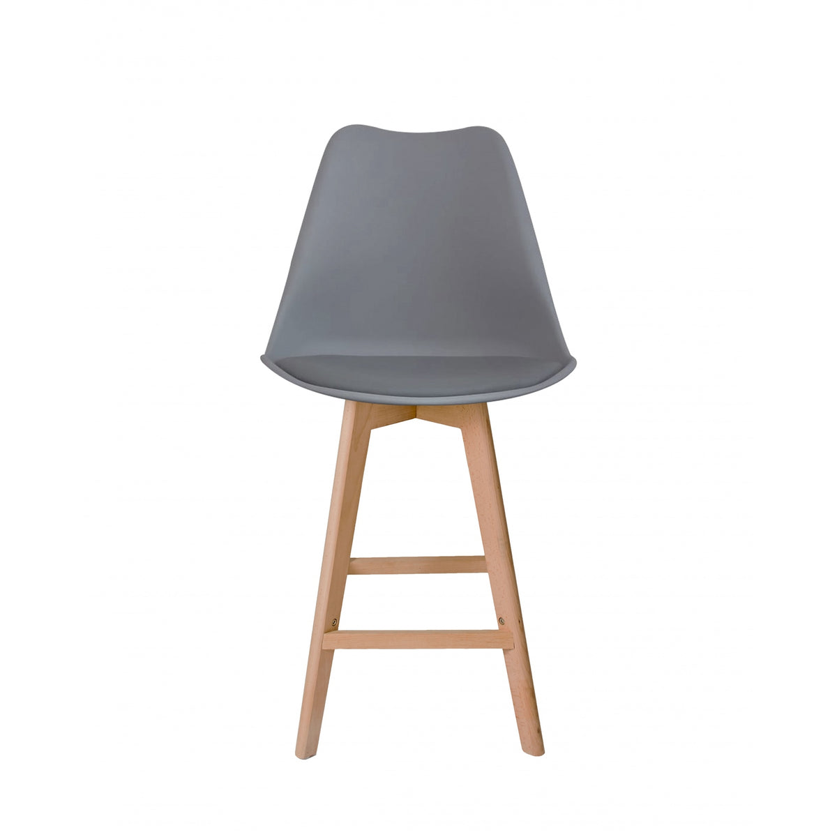Soho Dark Grey Plastic Bar Stool with Light Wood Legs