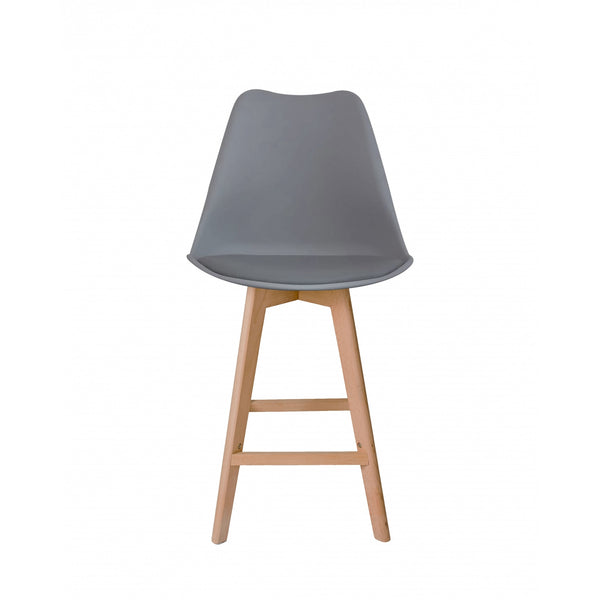 Soho Dark Grey Plastic Bar Stool with Light Wood Legs