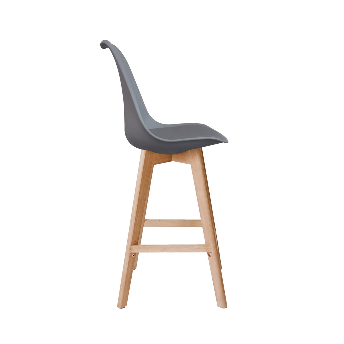 Soho Dark Grey Plastic Bar Stool with Light Wood Legs