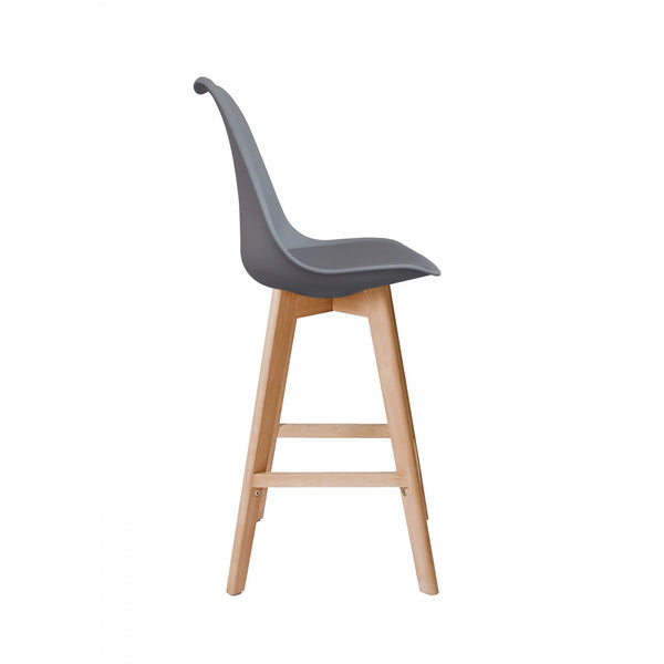 Soho Dark Grey Plastic Bar Stool with Light Wood Legs