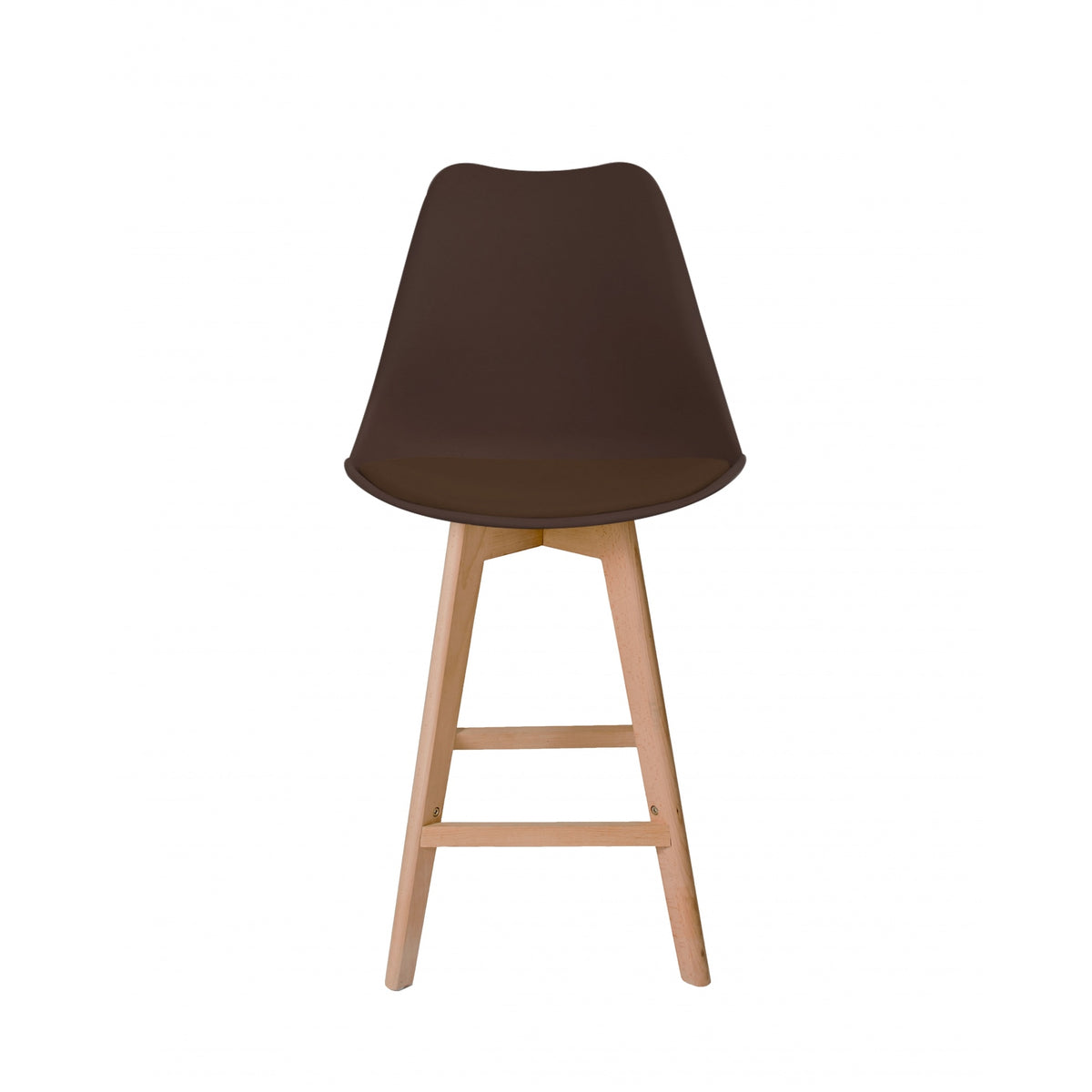 Soho Chocolate Brown Plastic Bar Stool with Light Wood Legs
