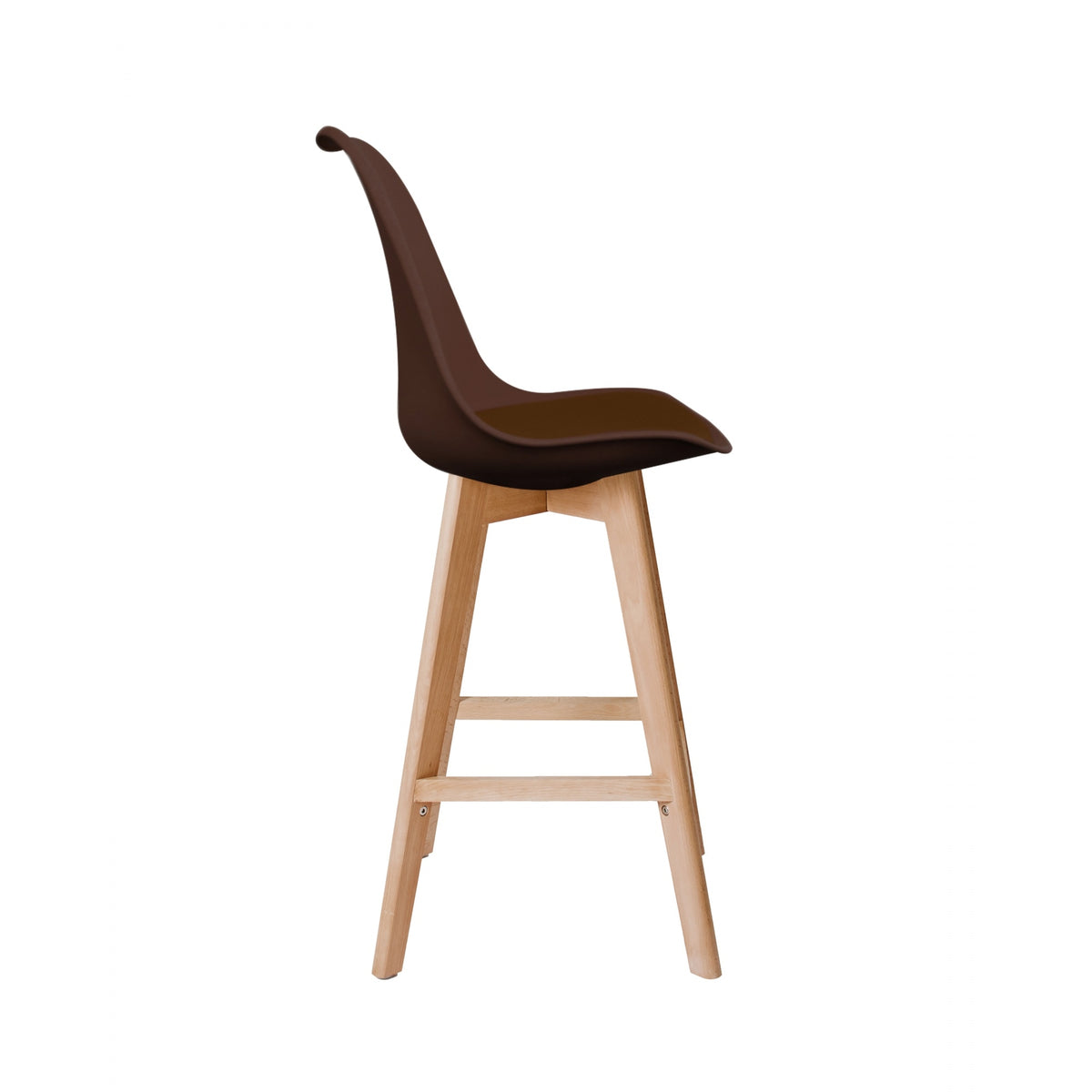 Soho Chocolate Brown Plastic Bar Stool with Light Wood Legs