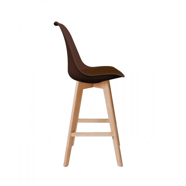 Soho Chocolate Brown Plastic Bar Stool with Light Wood Legs