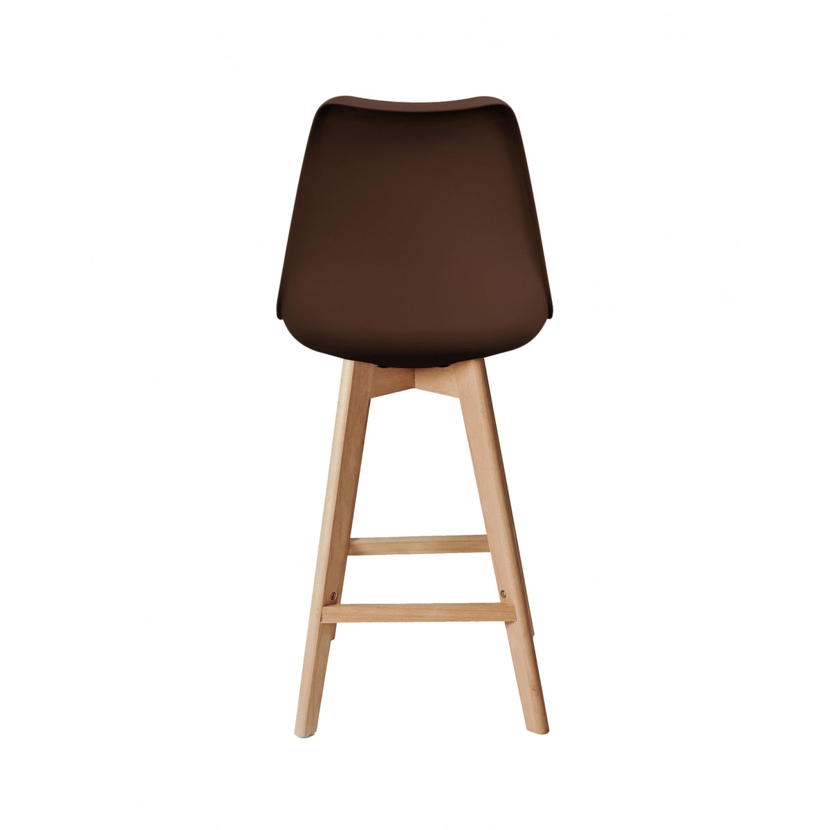Soho Chocolate Brown Plastic Bar Stool with Light Wood Legs