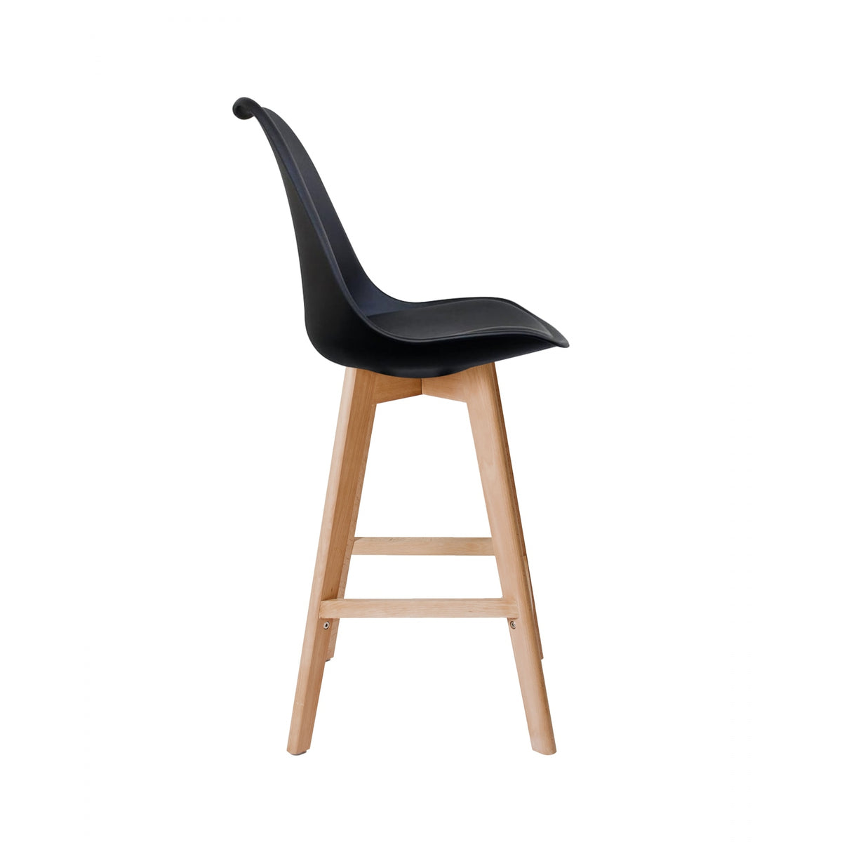 Soho Black Plastic Bar Stool with Light Wood Legs