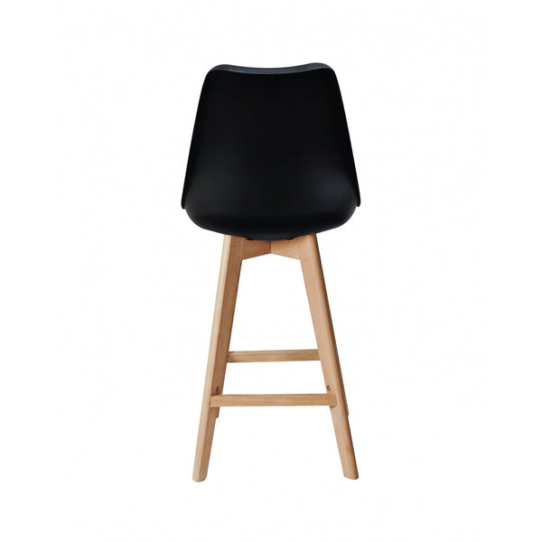 Soho Black Plastic Bar Stool with Light Wood Legs
