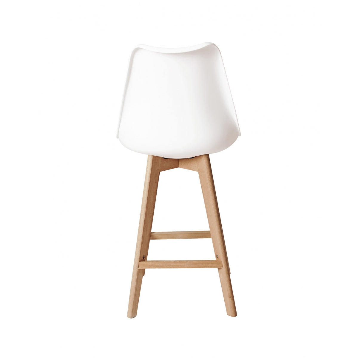 Soho White and Chocolate Brown Plastic Bar Stool with Light Wood Legs
