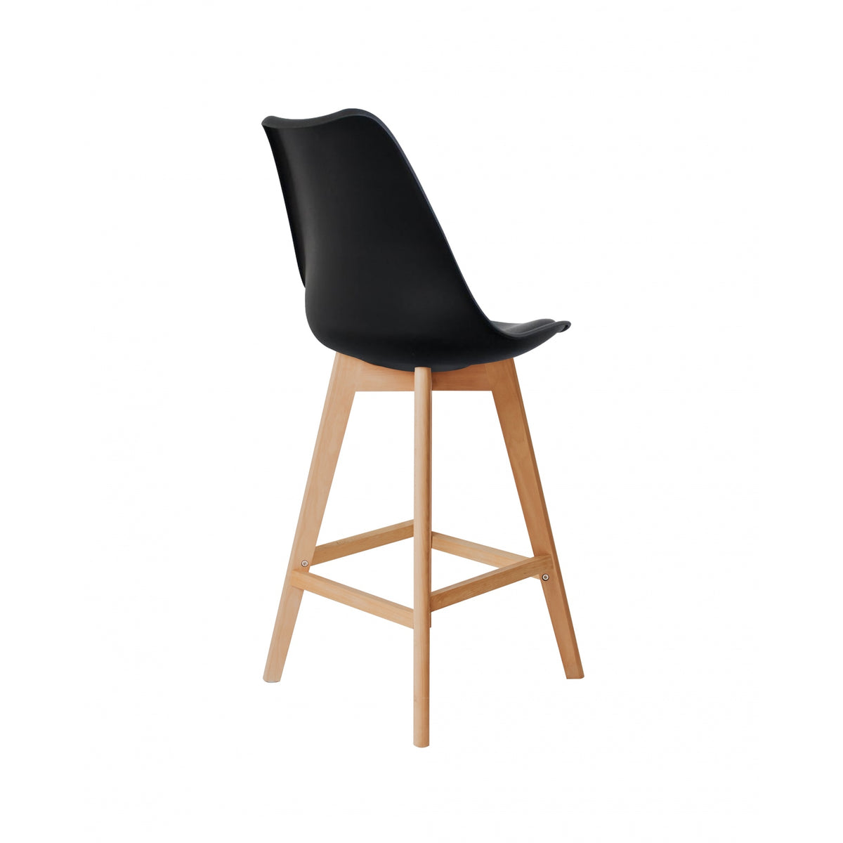 Soho Black Plastic Bar Stool with Light Wood Legs